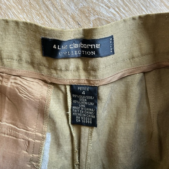 Vintage Liz Claiborne Silk Linen Pants 4 | High Waisted Trousers Removable Belt - Picture 4 of 7